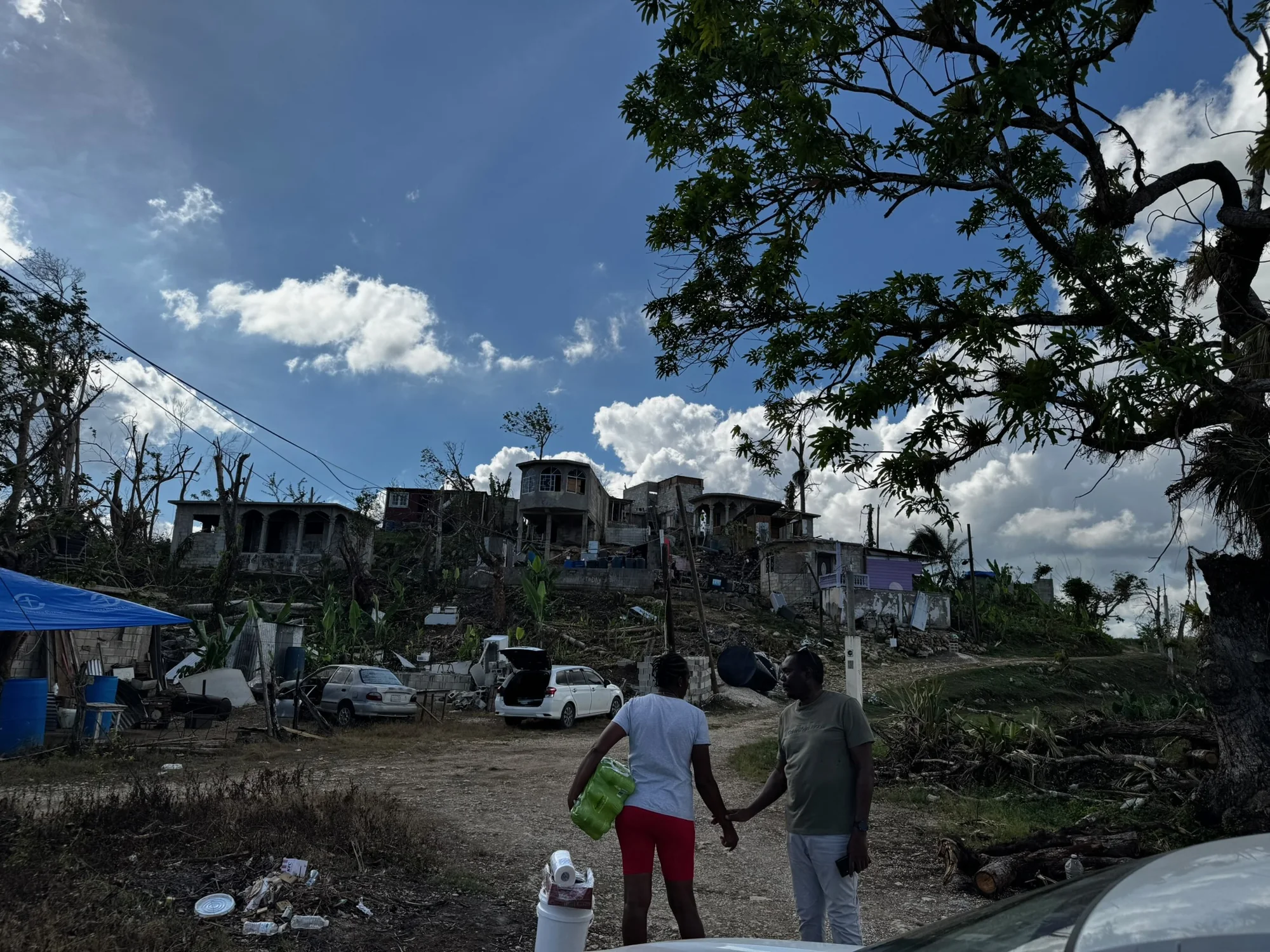A storm-affected community in the hills of Jamaica